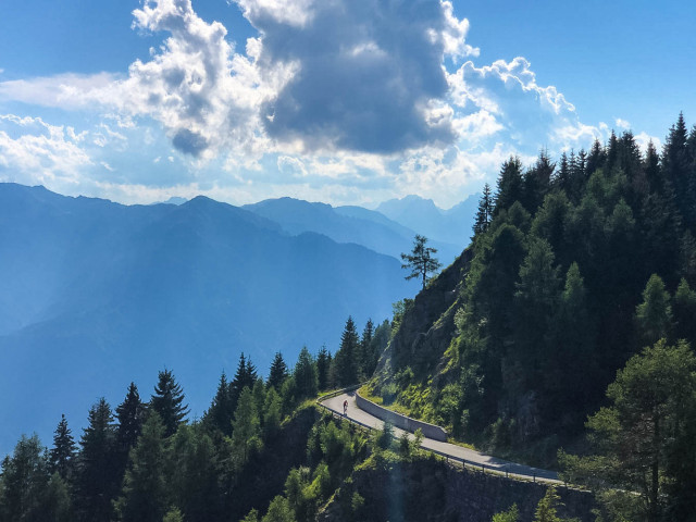 Balcony road on Zoncolan cycling challenge with Marmot Tours road cycling holidays
