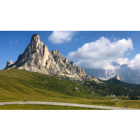 Cyclists climbing Passo di Giau cycling climb on Marmot Tours guided road cycling holiday in the Dolomites